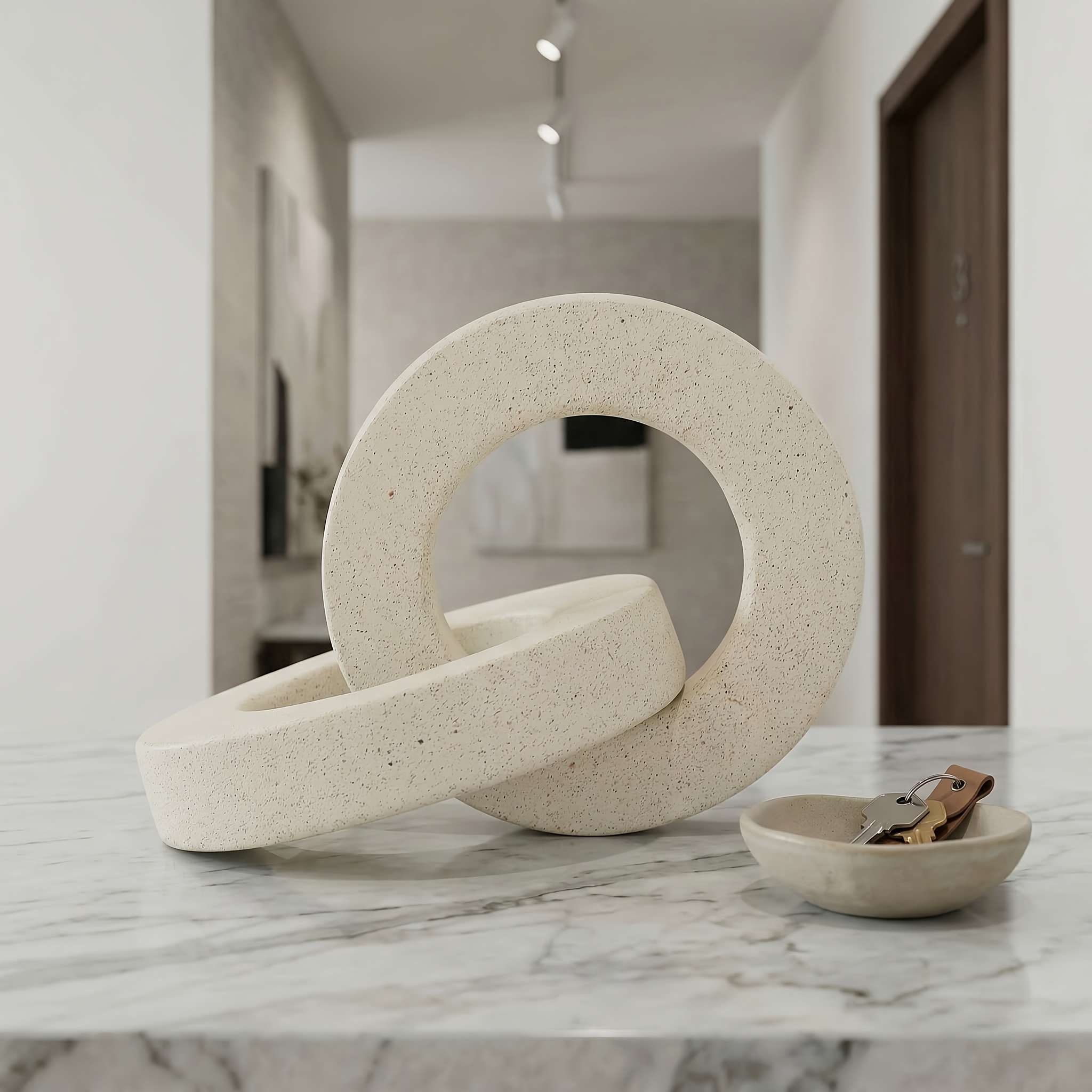Geometric Circle Resin Ornaments – Elegant Wabi Sabi Home Decor, Luxury Minimalist Aesthetic Sculpture for Tabletop, Living Room Shelf And Desk Organization Gifts