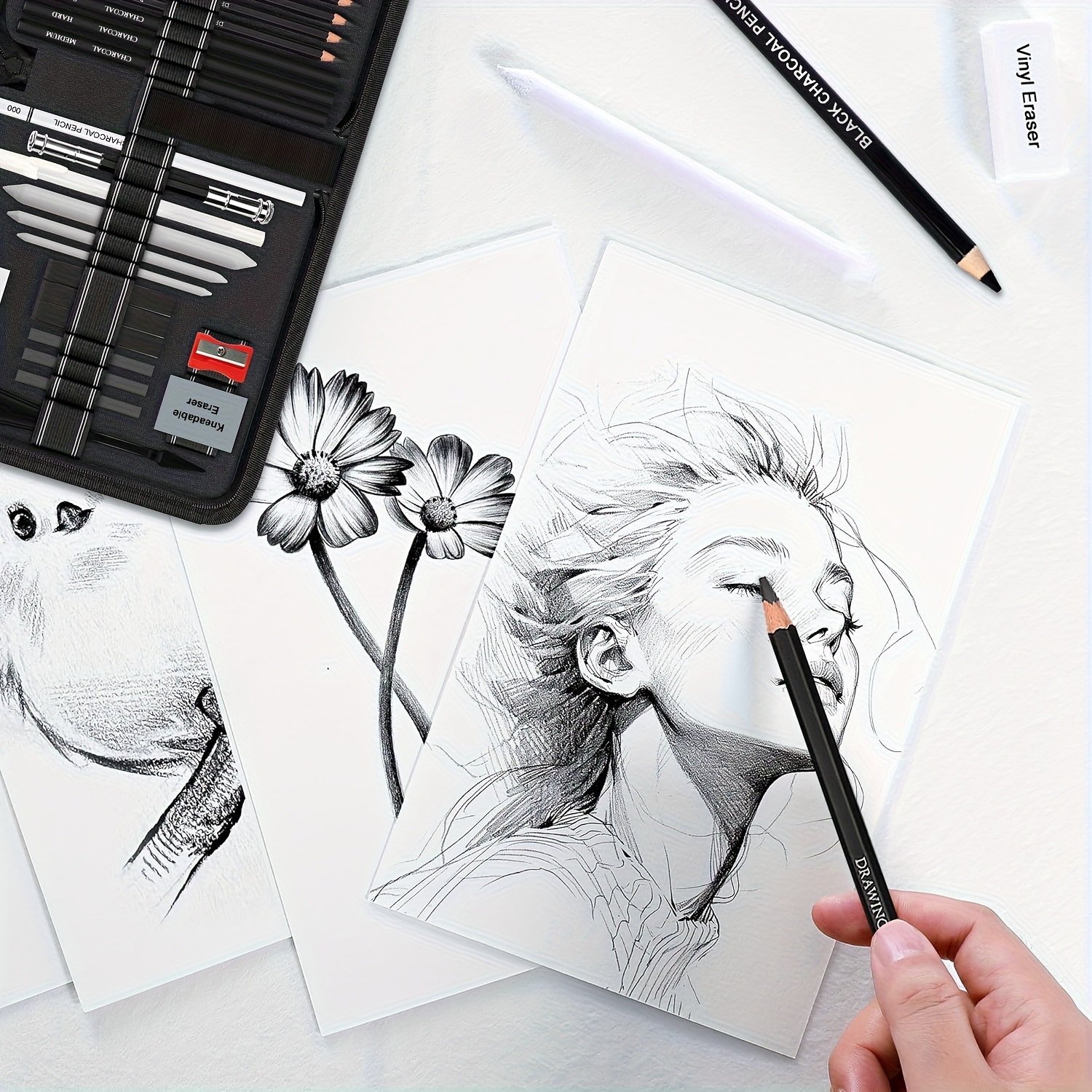 44/64pcs Drawing Set with Graphite & Charcoal Pencils