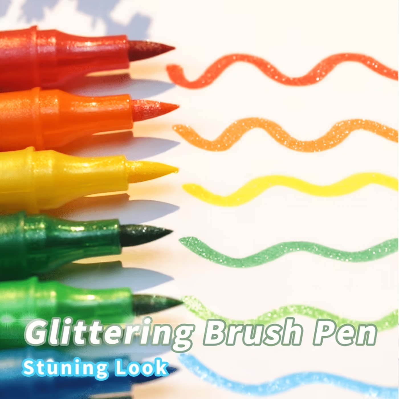E-shop 24 Farben Bunte Dual-End Glitzer Stifte mit Schnell Trocknender Klebe Tinte – Feine Spitze von Nib bis Kappen, für Scrapbooking,