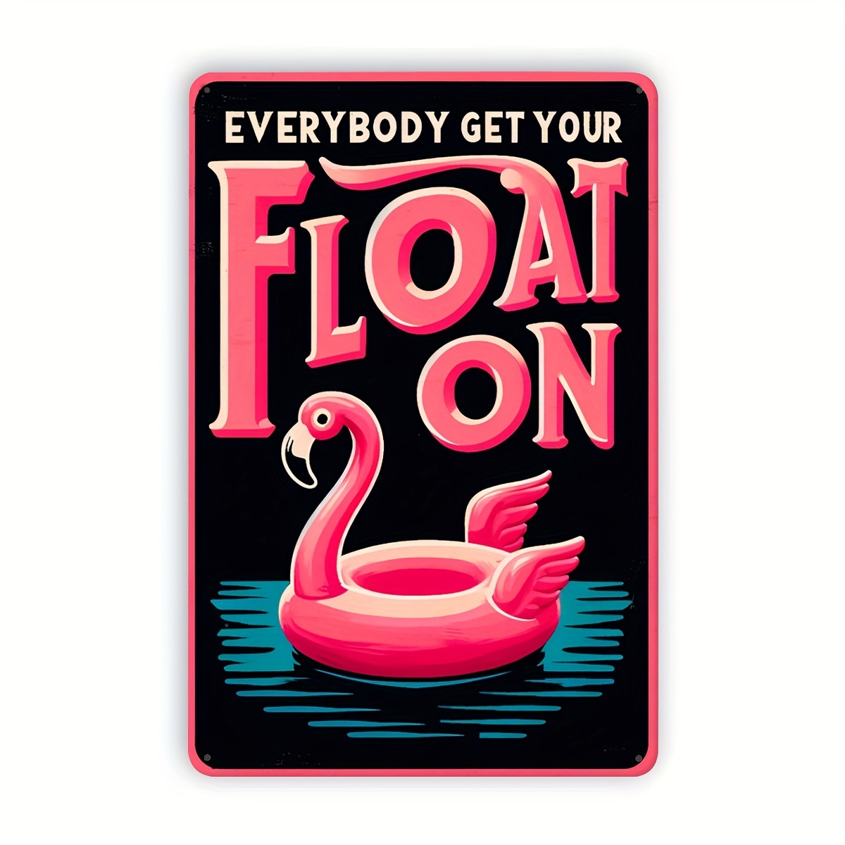 TEMU Panneau en métal vintage en forme de piscine flamant rose - 1 pièce, décoration murale en fer, plaque extérieure rétro sur le thème de de