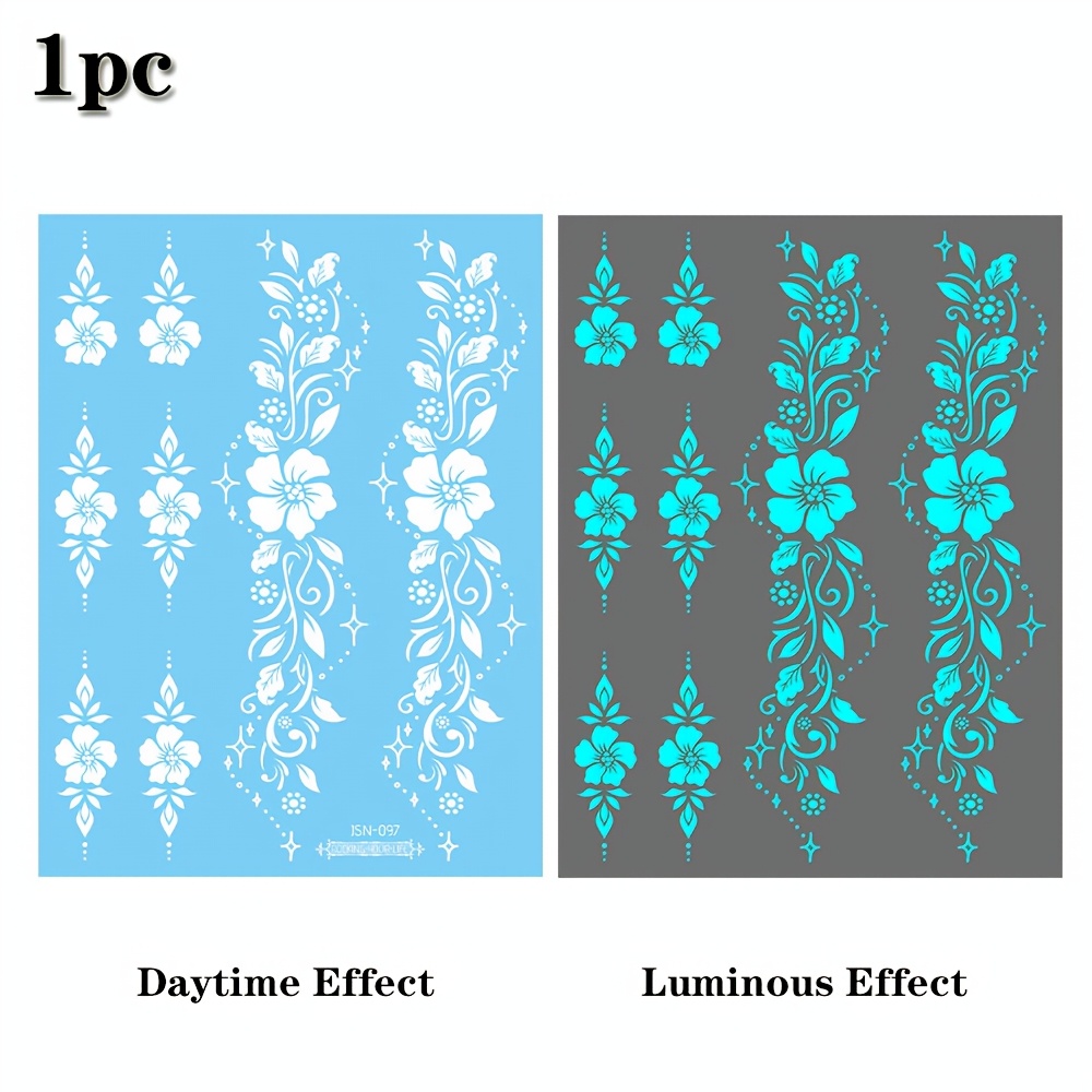 Temporary Tattoo Stickers Featuring Blue -the-dark Mandala Flowers And Peacock Feathers, Suitable For Men And Women, Designed For , Waist, And Legs