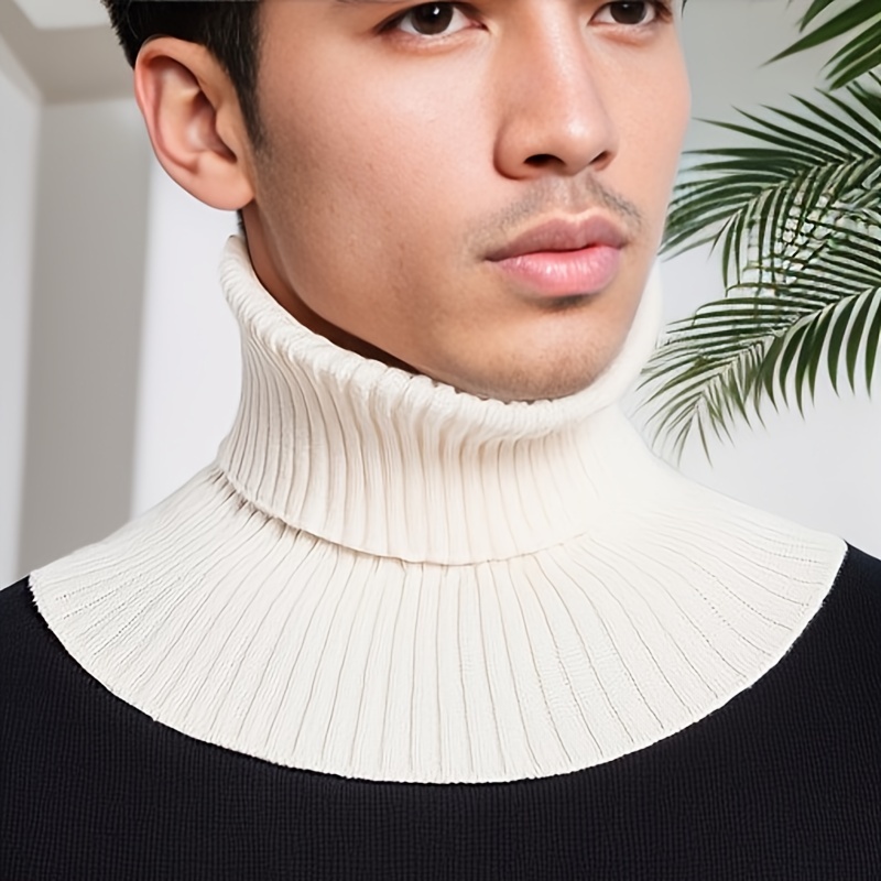 Men's Elegant Knit Neck Gaiter - Warm, Stylish Pullover for Autumn & Winter, Versatile Faux Collar Design details 9