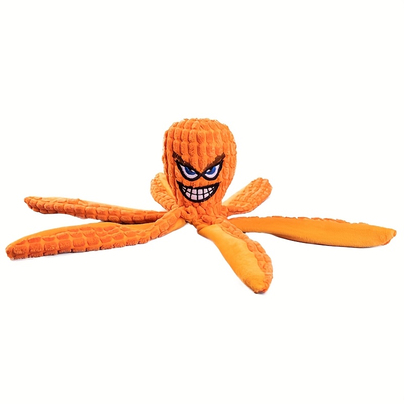 Plush Octopus Toy for Dogs - Soft, Bite-Resistant, Interactive Teething Toy with Vibrant Orange & Black Design, Perfect for All Breeds, Pet Toy|Playful Design|Durable Fabric