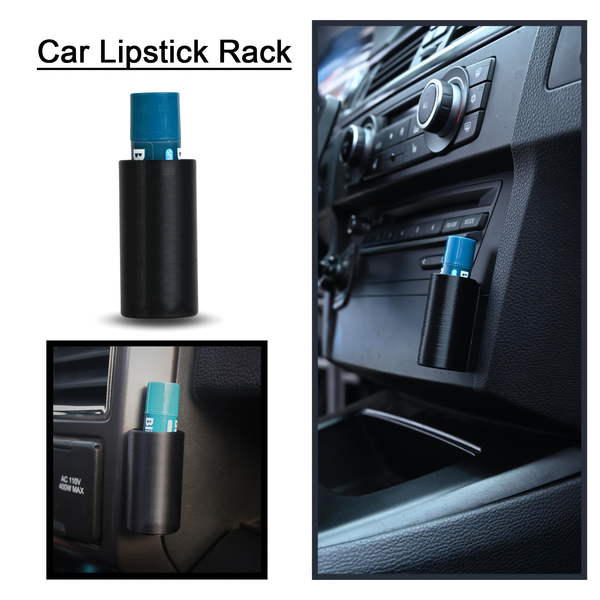 

1pc Car Lipstick Holder - Portable Silicone Storage Rack For Small Items, Black, Ideal For Cosmetics & Accessories, Storage Racks