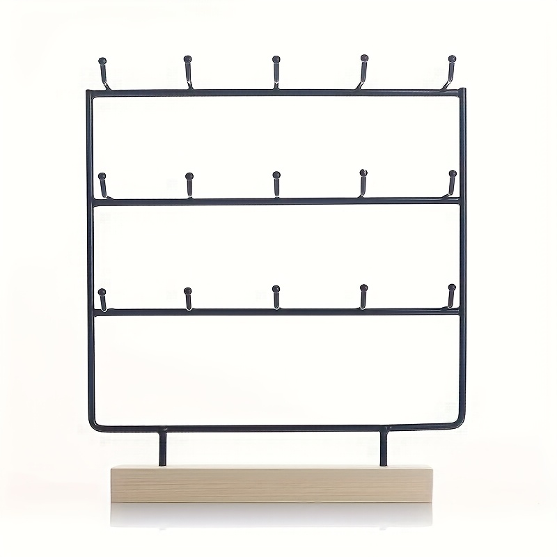 Image of Earring Display Stand 3-layer 15-hook Iron Earring And Jewelry Display Stand, Suitable For Earrings, Necklaces, Rings, Bracelets, Keychains, Jewelry Towers