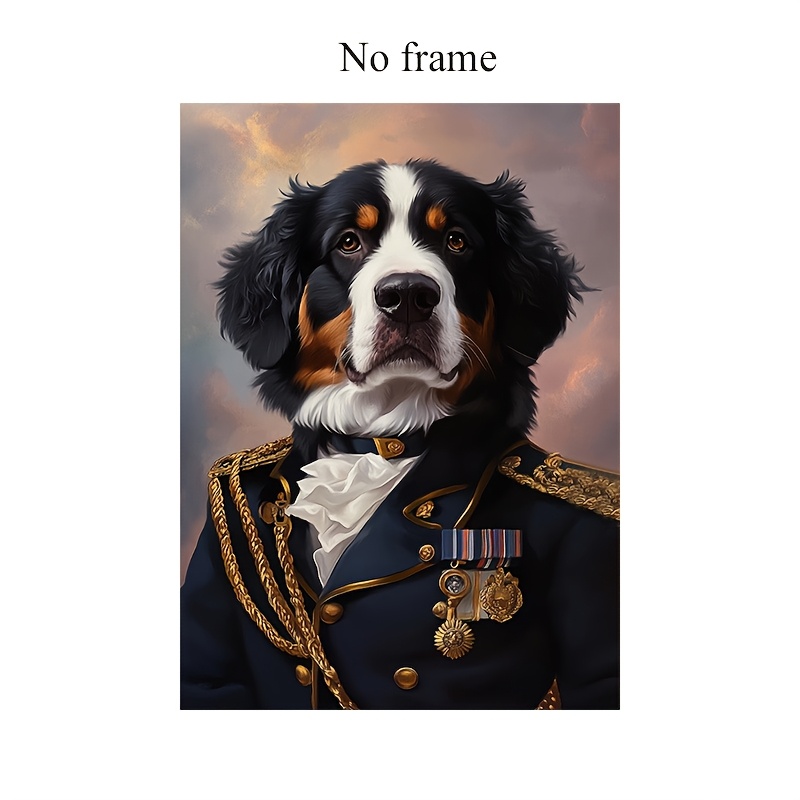 TEMU 1pc Custom Royal Pet Portrait, Personalized Vintage Art Deco Animal Print, Frameless Canvas Poster For Home Office, Living Room, Bedroom -