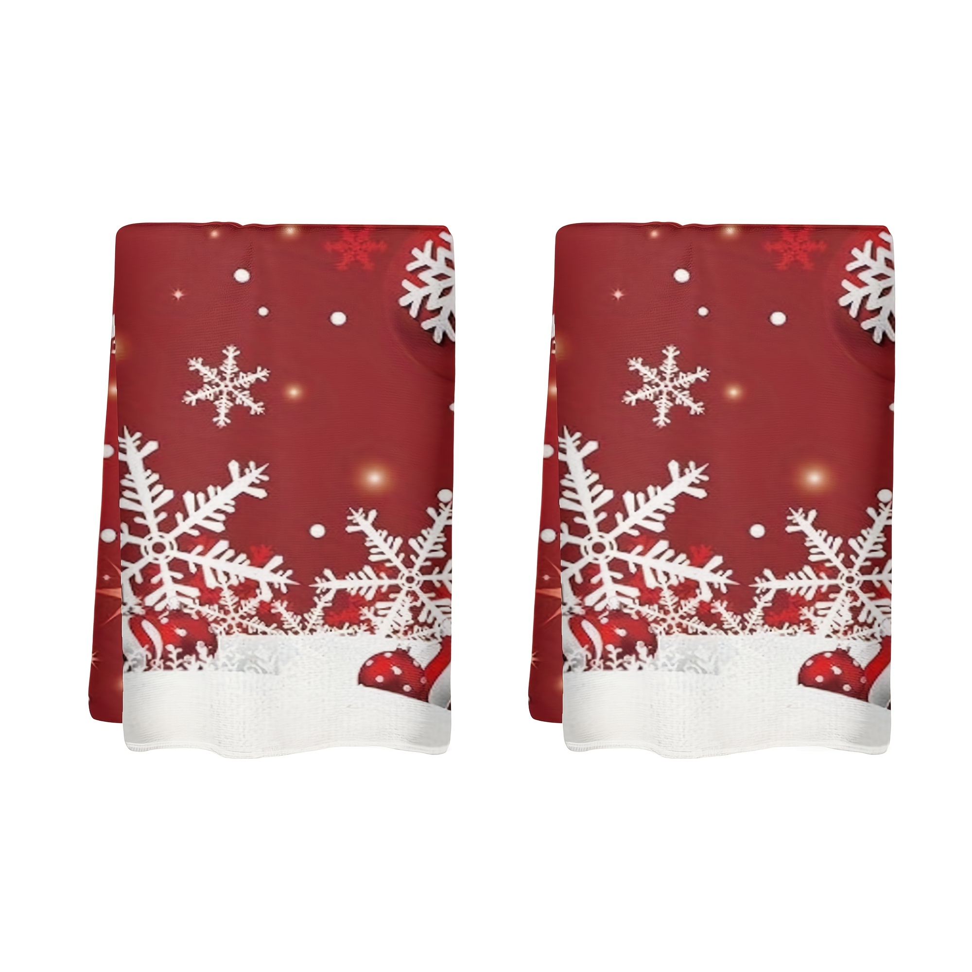 

2- Christmas Towels - Red & , -dry Polyester, , , 18x26" - Dish Towels