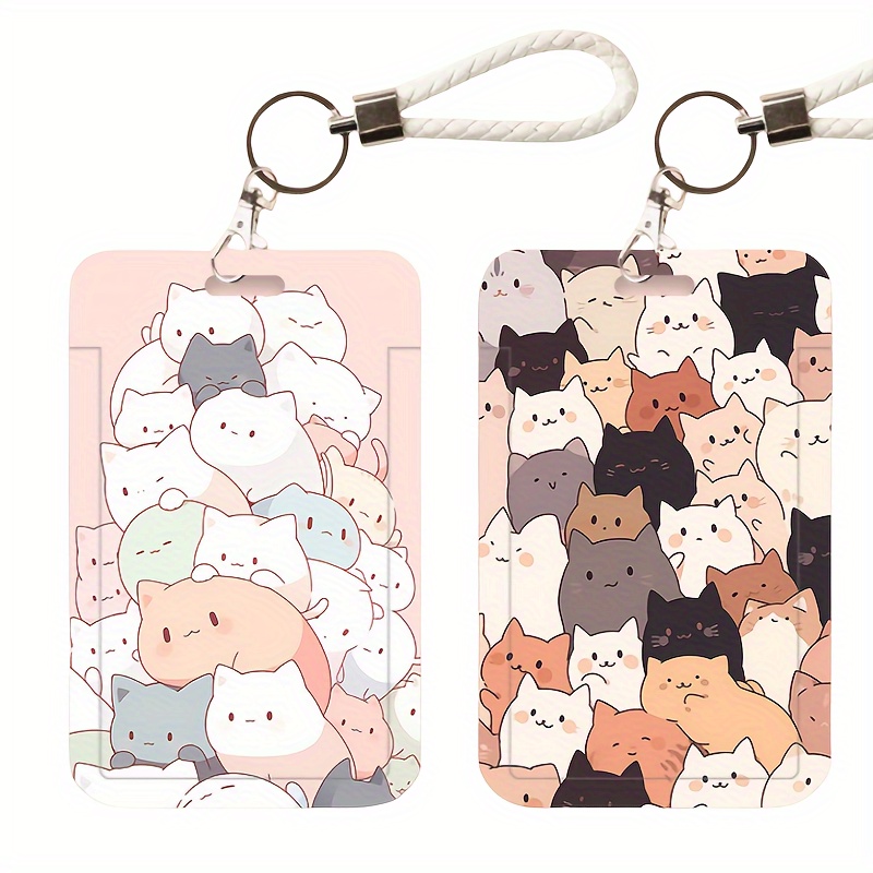 Cute ID Badge Holder with Retractable Kawaii Kitty Cat Lanyard for