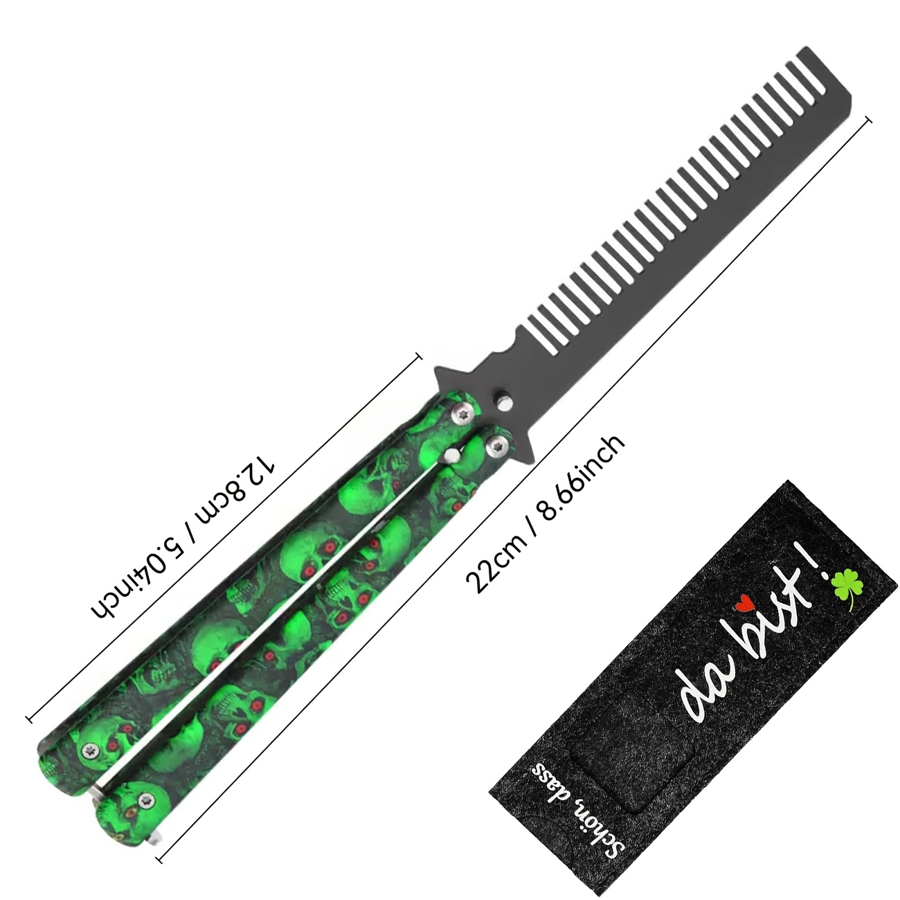 Comb, Beginner Practice Stainless Steel Folding Comb, Portable Men's Accessory, Popular Online Gift + Stylish Storage Bag
