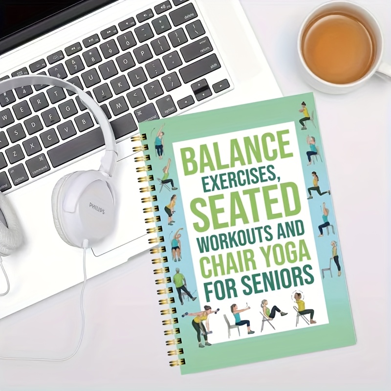 50-Page Chair Yoga Exercise Book for Seniors & Adults - Elderly Seated Yoga Poses Guide with Chair Squats, Balance Training & Stretching - Spiral Bound-like Binding (No Binding Removal) - Home, Gym, Nursing Home Fitness Log & Planner - Image 3