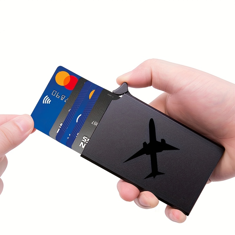 Men's Wallets & Card Pop Up Cases Holder Anti-theft Wallet For Rfid Protection Print A Cool Plane 4 Pattern Slim Card Case Women Men Thin Aluminum Bank Metal Card Case With Rfid Blocking