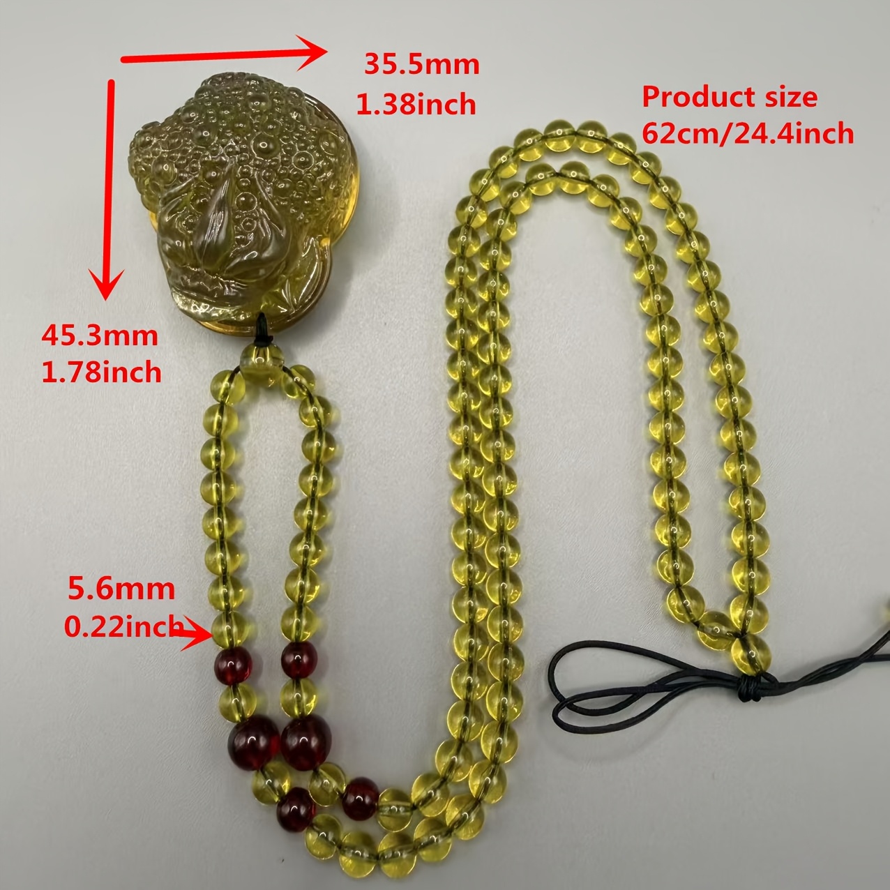 Natural Amber Green Toad Wealth Pendant Unisex Necklace