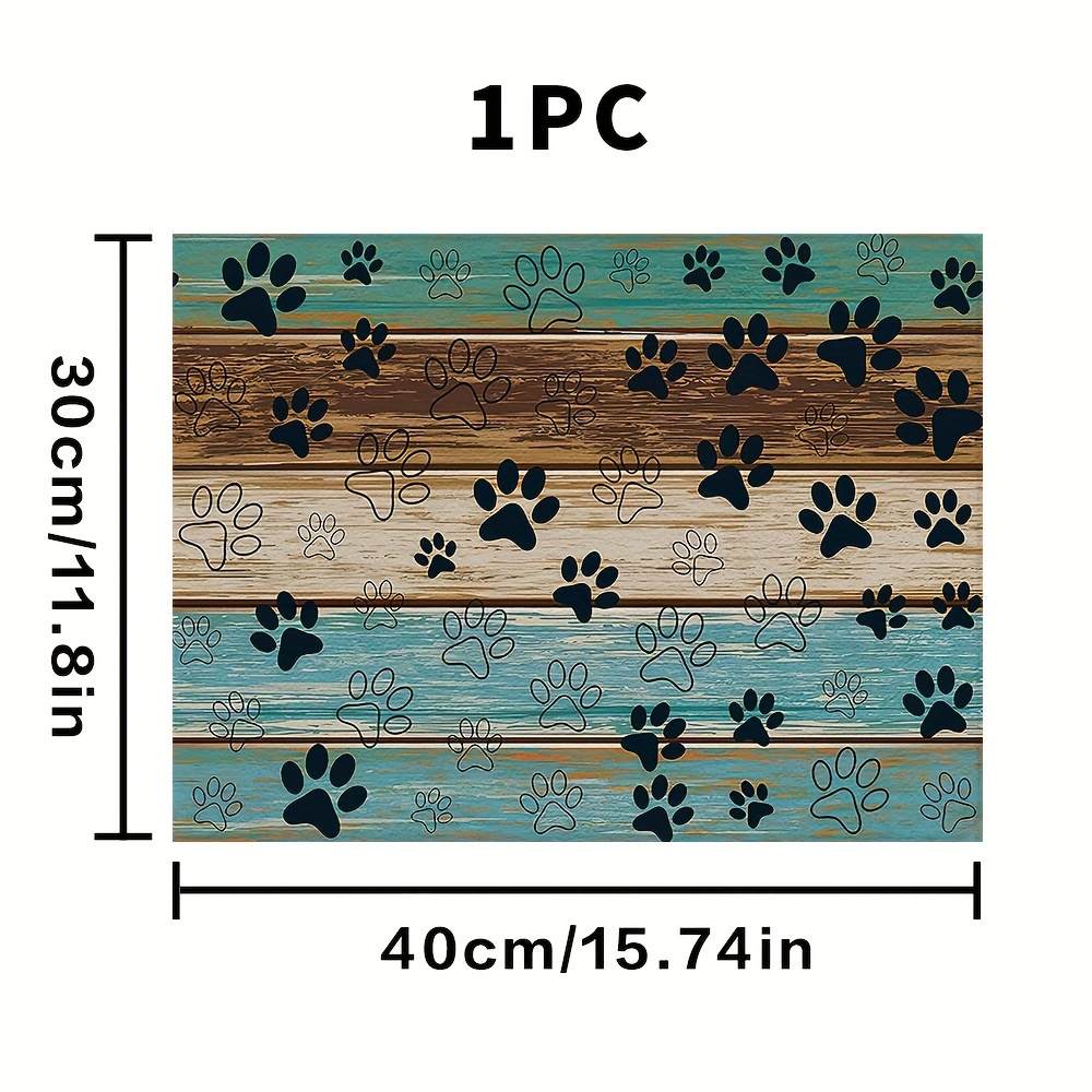 TEMU Dog Feeding Mat Wood And Paw Pattern, Absorbent And - Bowl Mat, To , - Pet Feeding Mat For Use, Suitable For And - 1