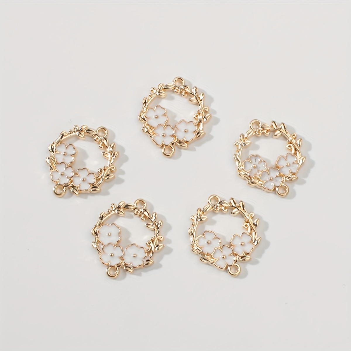 Black Friday 5pcs Decorative Creative Handmade Hollow Clover Circle Drip Oil Double Pendant Ear Jewelry Bracelet Earring Pendant Key Chain Accessory Making Supplies