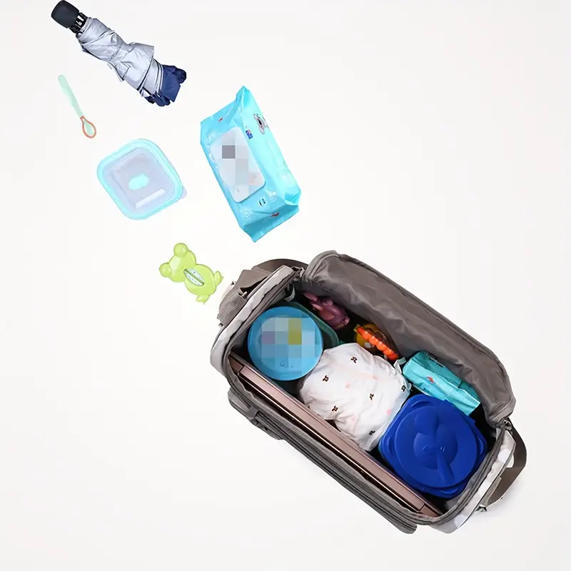 chic polka dot 4pcs parent bag set lightweight nylon diaper bags with crossbody strap for travel details 7