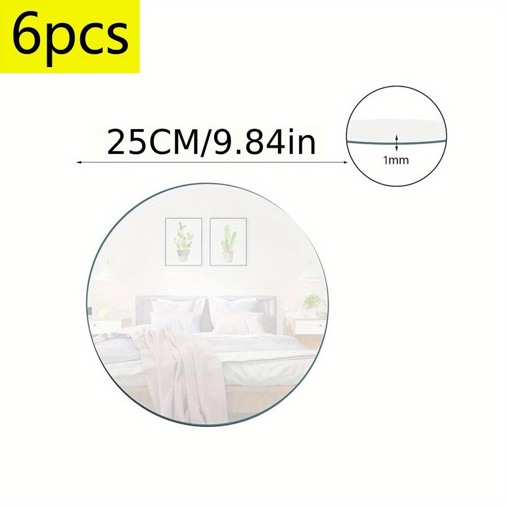 TEMU 6pcs, 25cm Circular Acrylic Mirror Tray, Self-adhesive Mirror Wall Sticker, Wedding Table Decoration, Birthday Party Candle Placement Tray,