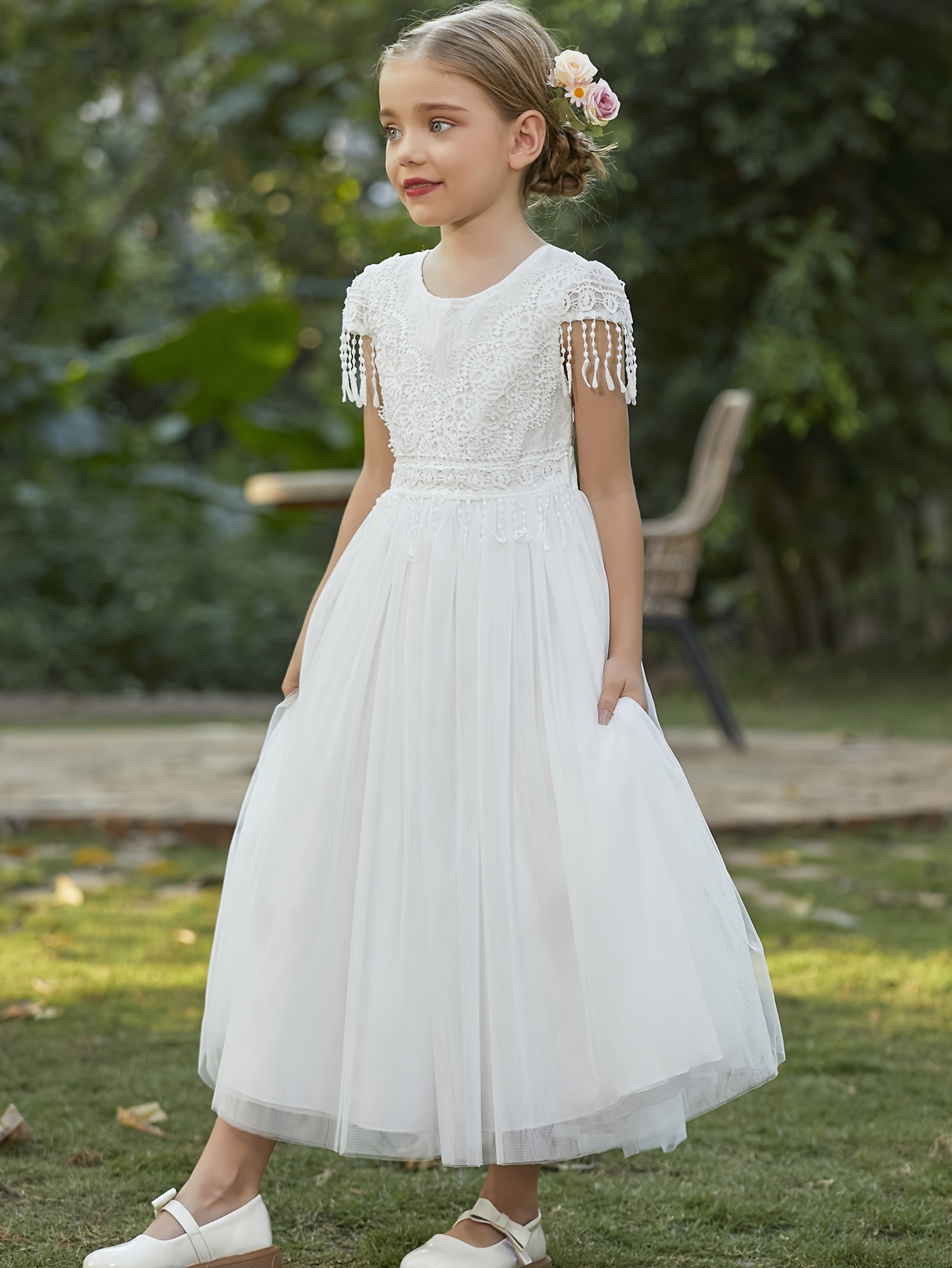 Elegant Solid Hollowed Out Off the Shoulder Princess Dresses