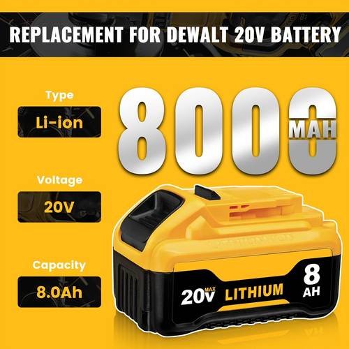 separately 1 2 pack 20v 8 0ah dcb200 replacement dewalt 20 battery and charger combination compatible with 20 volt tool dcb185 dcb186 dcb187 dcb181 dcb200 dcb180