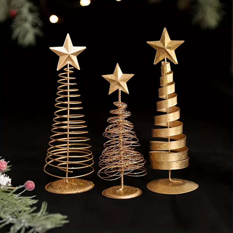 TEMU 3pcs Christmas Trees - Elegant Desktop Decorations, , No Electricity Required, Christmas Decorations, Christmas Decorations, Office Decorations,