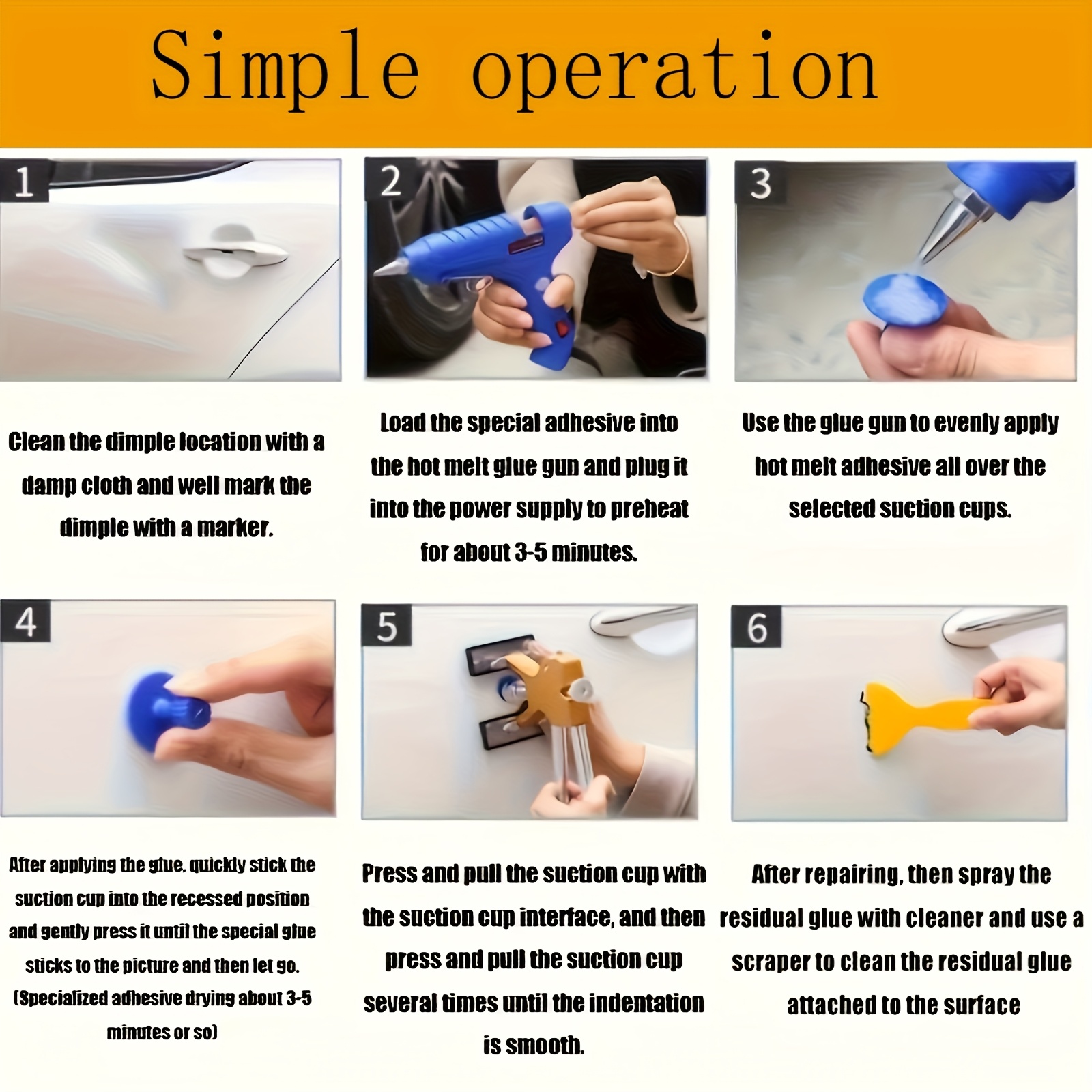 paintless dent repair kit professional body dent puller with 18 tabs mats   dent removal tool for doors hoods non paint damage   body repair essential Product details 6