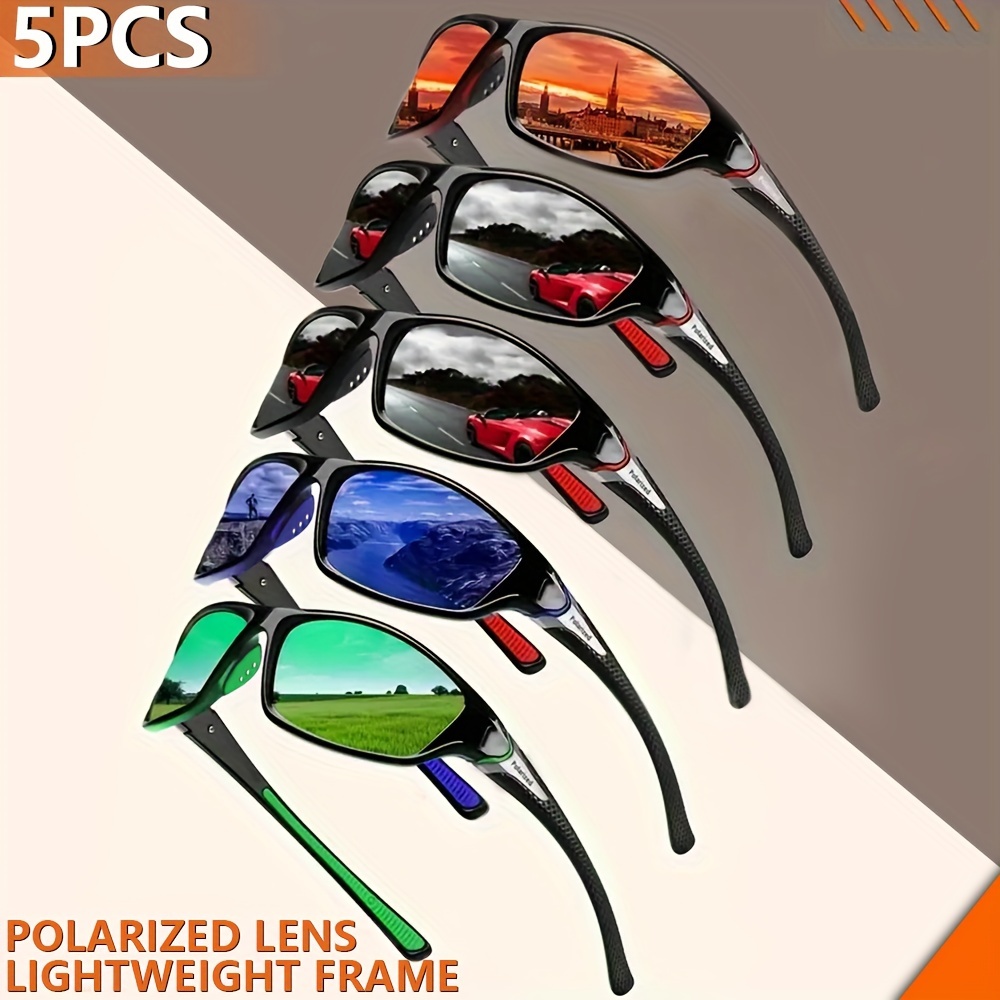 

Alchitino 5-piece Polarized Sports Fashion Glasses For Men - Ideal For Cycling, Fishing & Outdoor Activities, Uv Protection, Durable Pc Frame