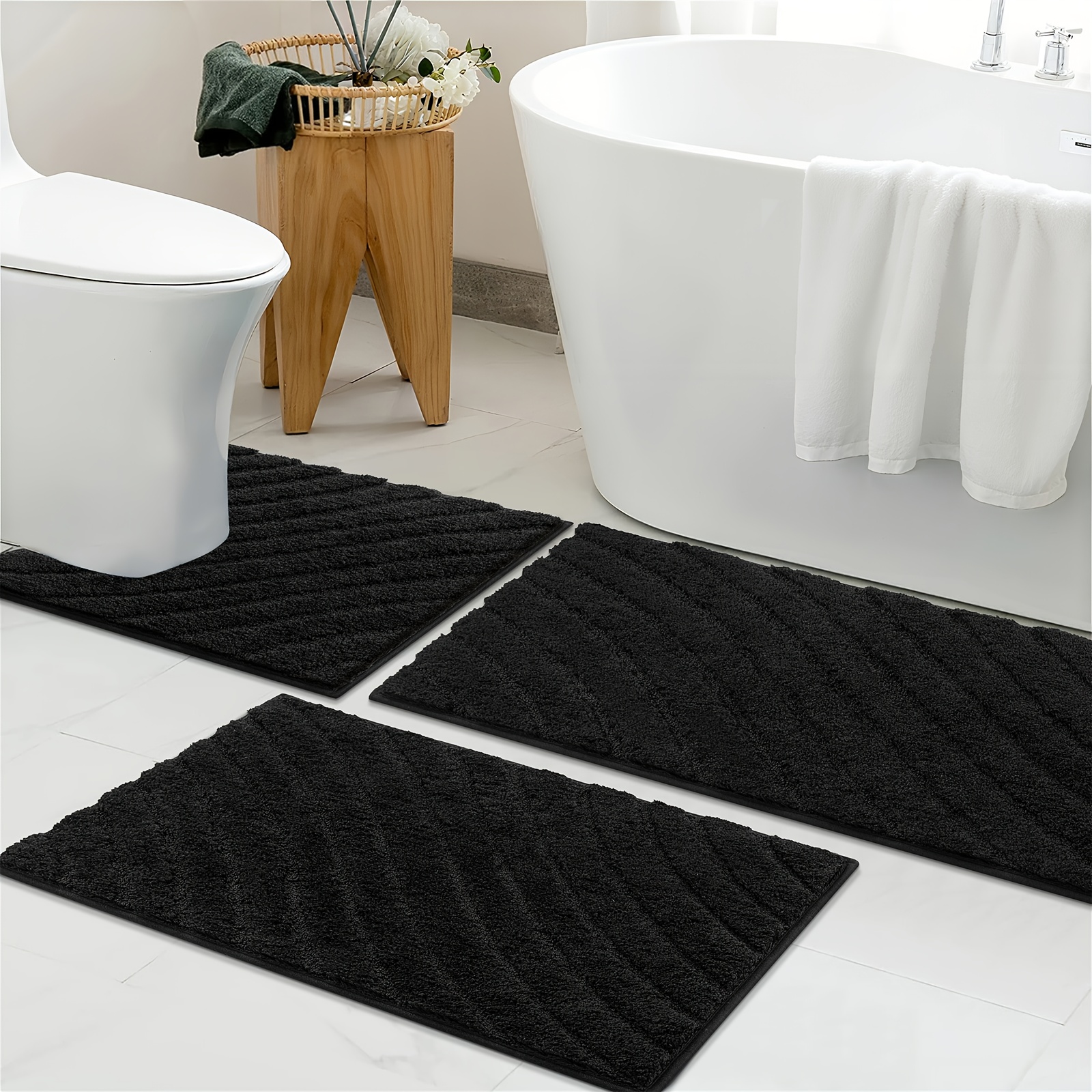 microfiber bath mat non slip shaggy bathroom rug set 3pcs bathroom mat set super absorbent bath mats for bathroom washable quick dry bathroom rugs for floor tub and shower home decor Product details 9