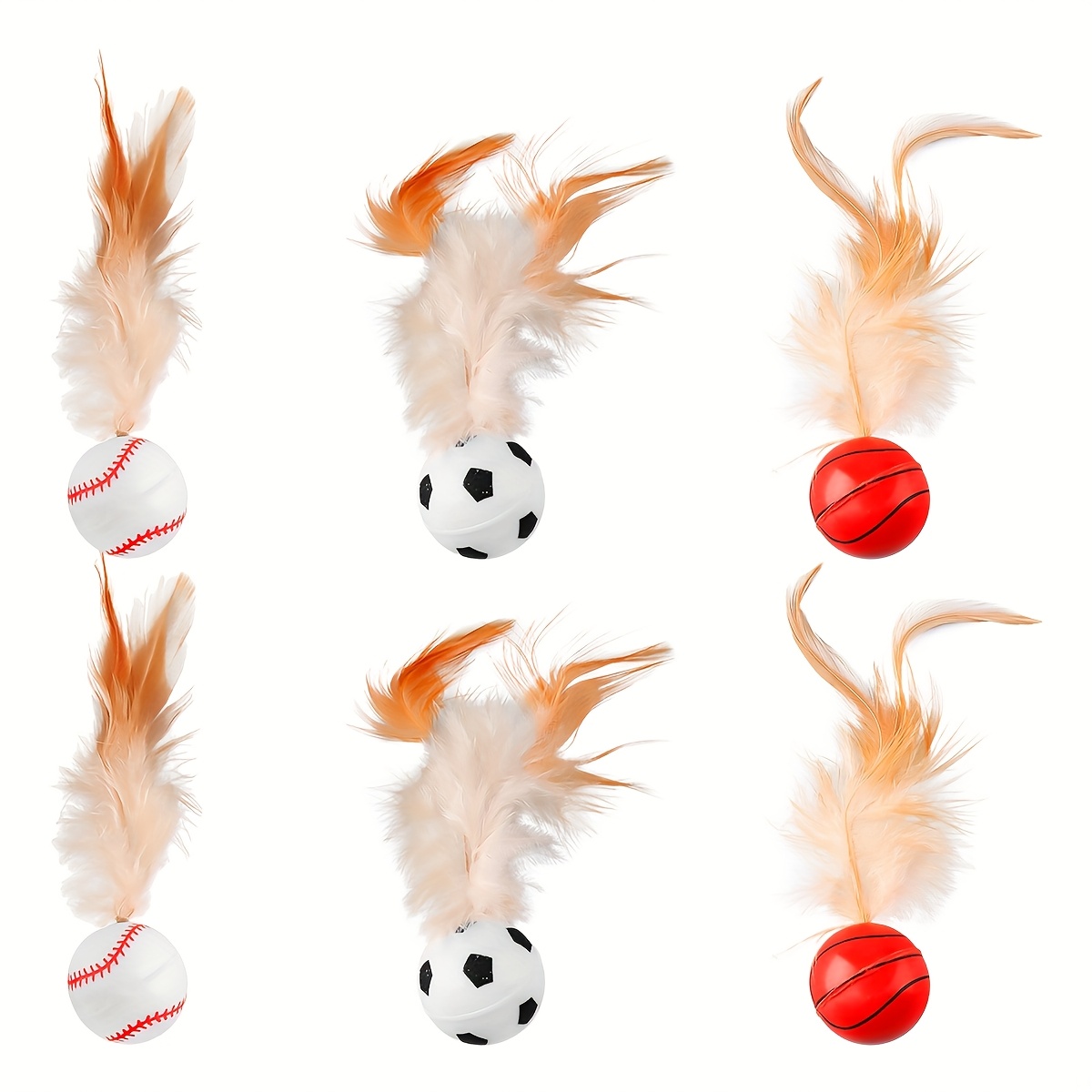 Image of Set Of 6 Cat Ball Toys - Interactive Rolling Toy For Pets, Balls For Scratching And Chewing For Cats And Kittens, Without Battery