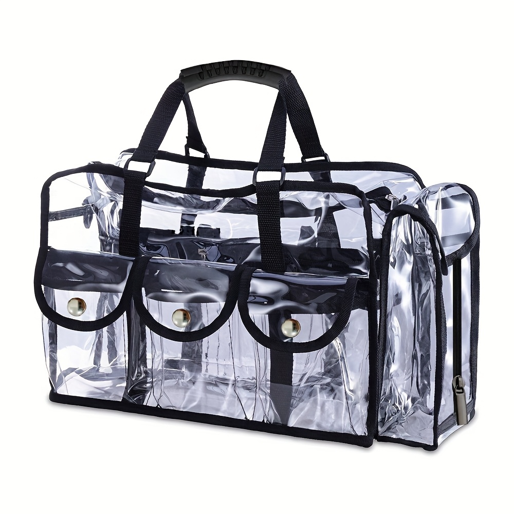 Image of Transparent Beach Bag, Portable Large-capacity Travel Toiletry Bag, Adjustable Shoulder Bag, Multifunctional Makeup Bag, Beauty Tool Storage Bag