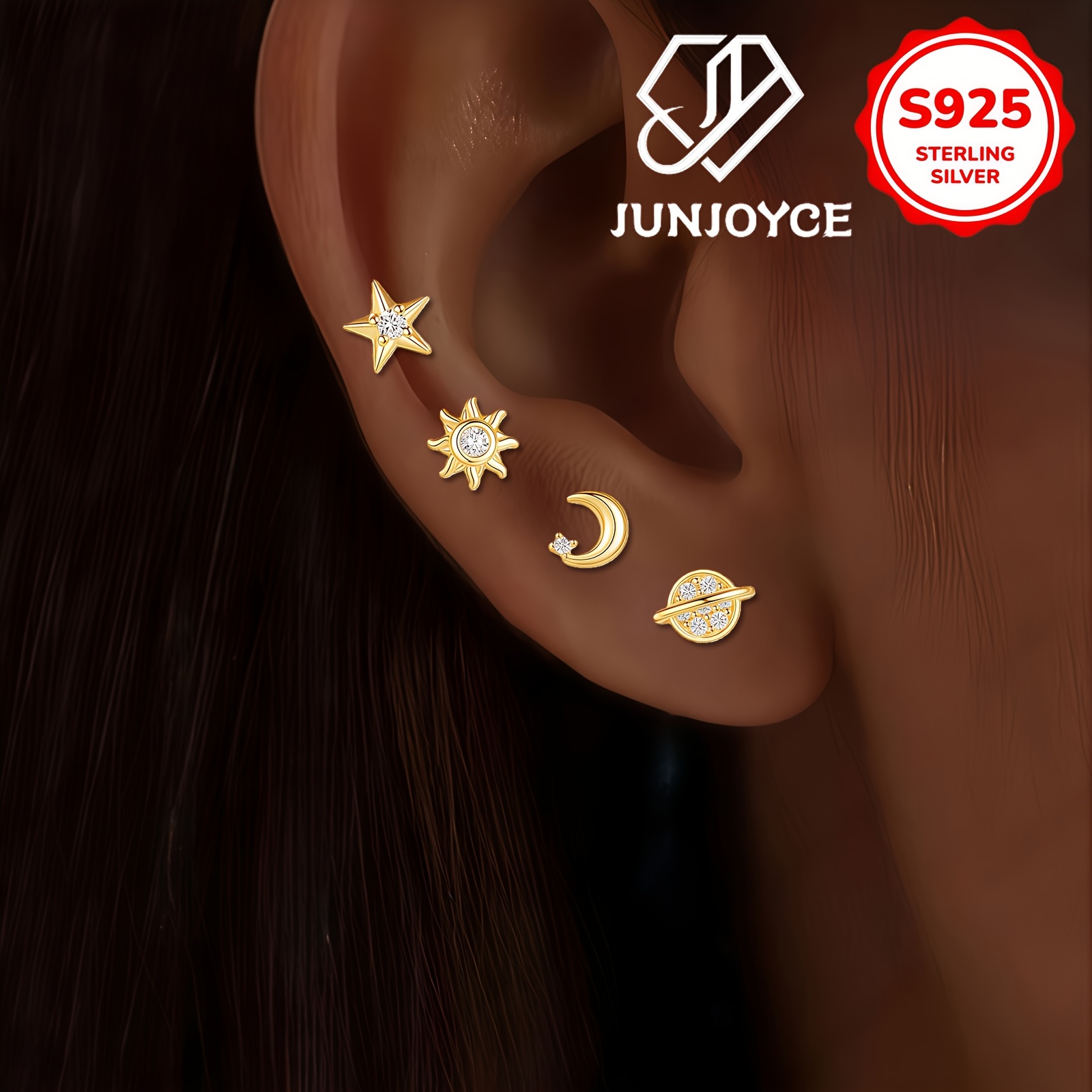 4pc Valentine's Day S925 Silver Women's Stud Earrings Set