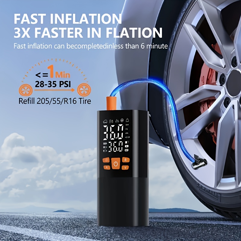 fast inflation tire air compressor pump with digital pressure gauge 180 psi for cars motorcycles bicycles portable no battery needed   fit lcd display fast inflation up to   air pump for car tires
