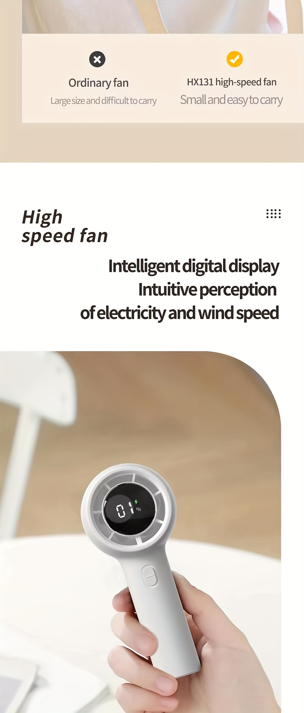 2024 ultra portable high speed handheld fan   adjustable     operation long lasting usb rechargeable     for outdoor camping travel and personal use details 7