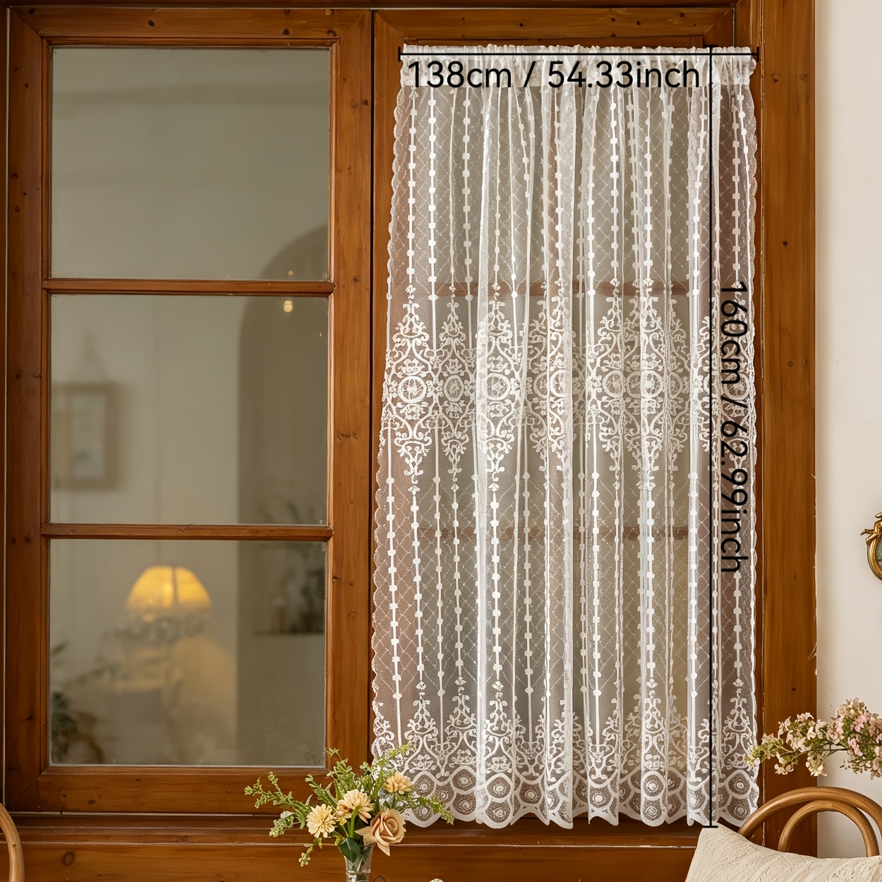 TEMU 1pc. Rod-style Translucent Window Screen, European Lace Curtain, Decorative Curtain For Home Use In Living Rooms And Bedrooms