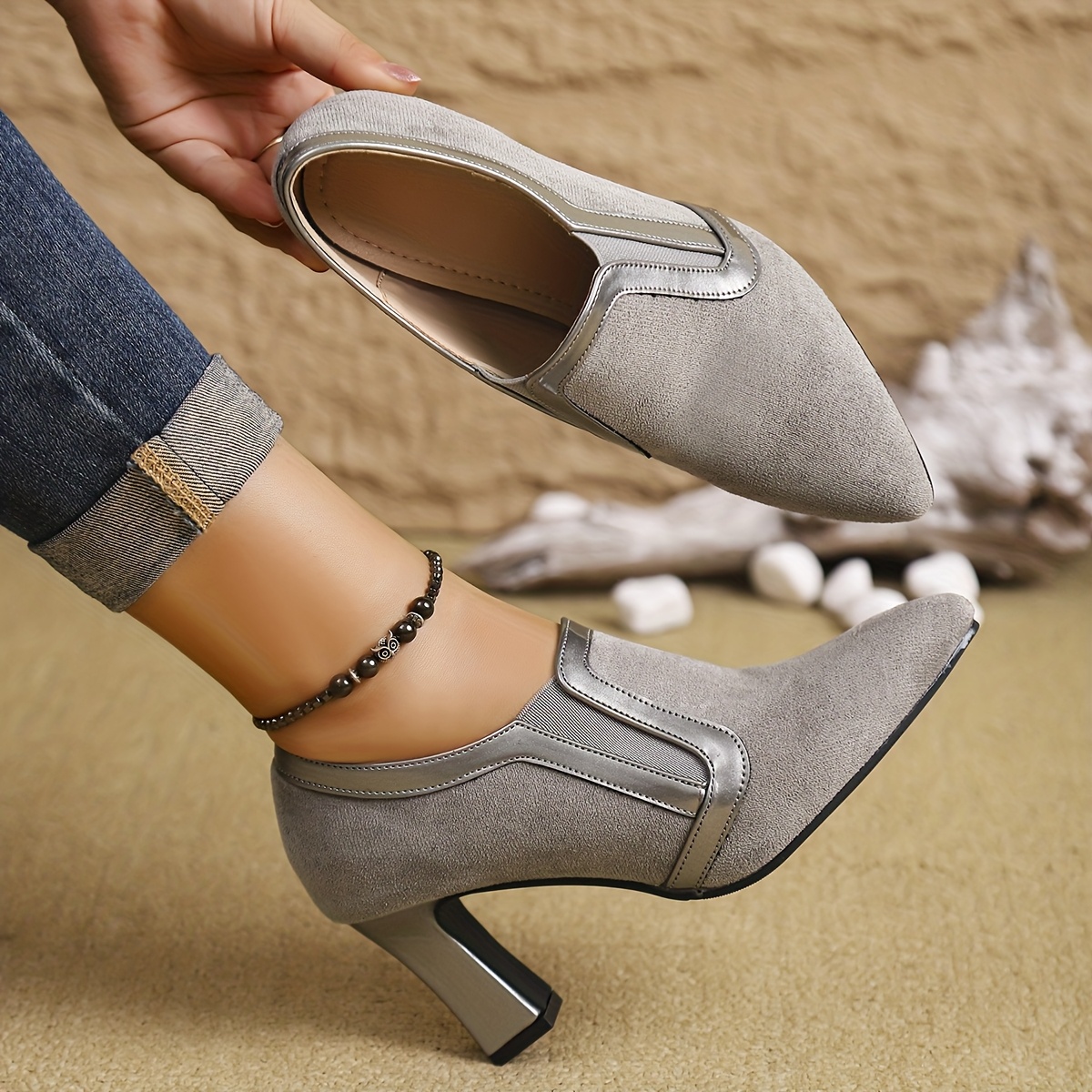grey shoes sold on Temu United States