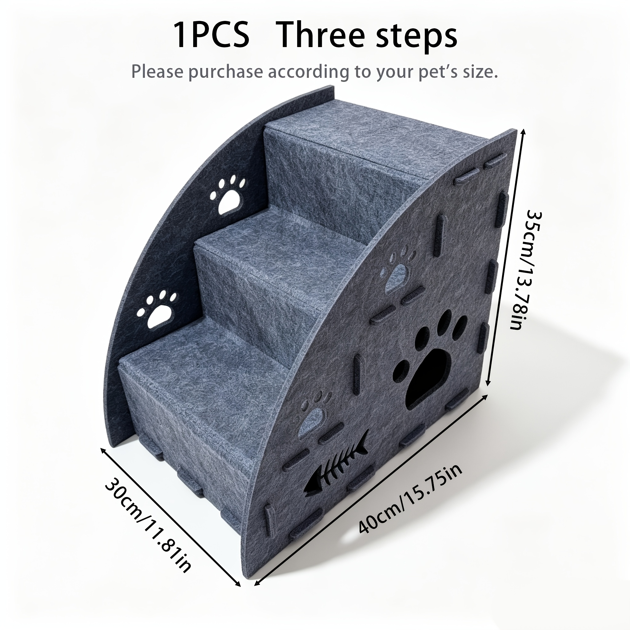 TEMU Rampa per scale per animali domestici in multifunzionale 3 in 1, per antiscivolo con delicata, gi羅 su e letto, 3 dimensioni disponibili
