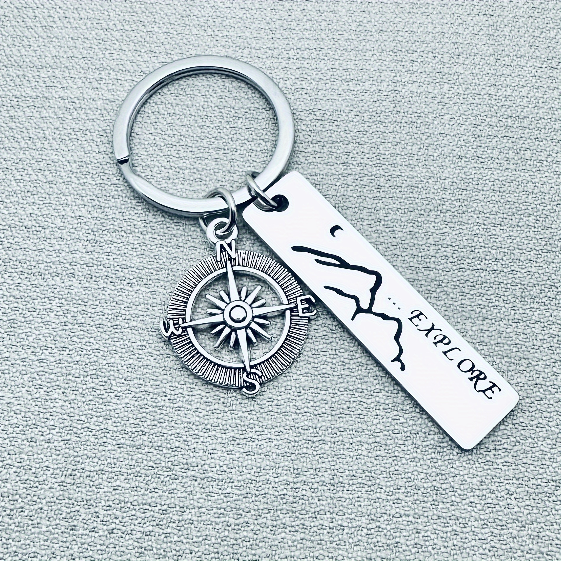 

Discover Inspiration Gift, Explore Adventure Keychain Compass Accessory, Nature Lover Travel Inspiration Travel Gift Graduation Gift, Mountain Lover Gift, Outdoor Gift