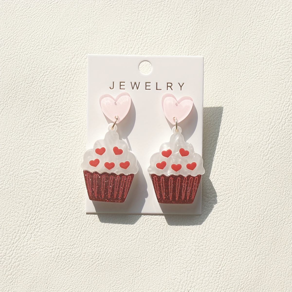 Image of 1 Pair Women' Earrings Heart Cupcake Acrylic Ear Jewelry Cute Elegant Suitable For Daily All-match Party Vacation Holiday Gift Mother's Day Gift