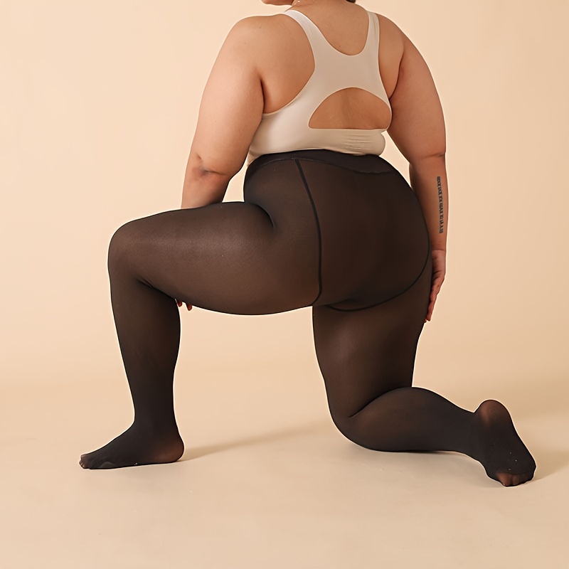 Plus-Size Women'S Thickened Fleece-Lined Tights for Autumn And Winter, Warm Leggings with High Elasticity.