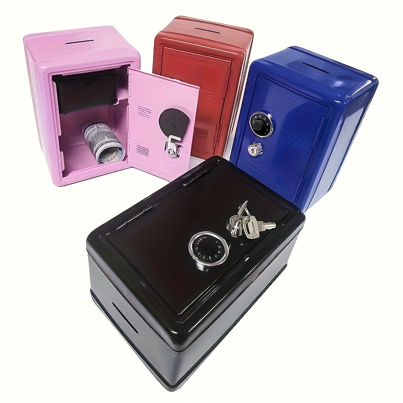 

1pc Safe Bank, Mini Locker Small Safe Storage Box Piggy Bank With Combination Lock And Key, Home Safe, Personal Safe For Home Documents, Money Jewelry, Valuables