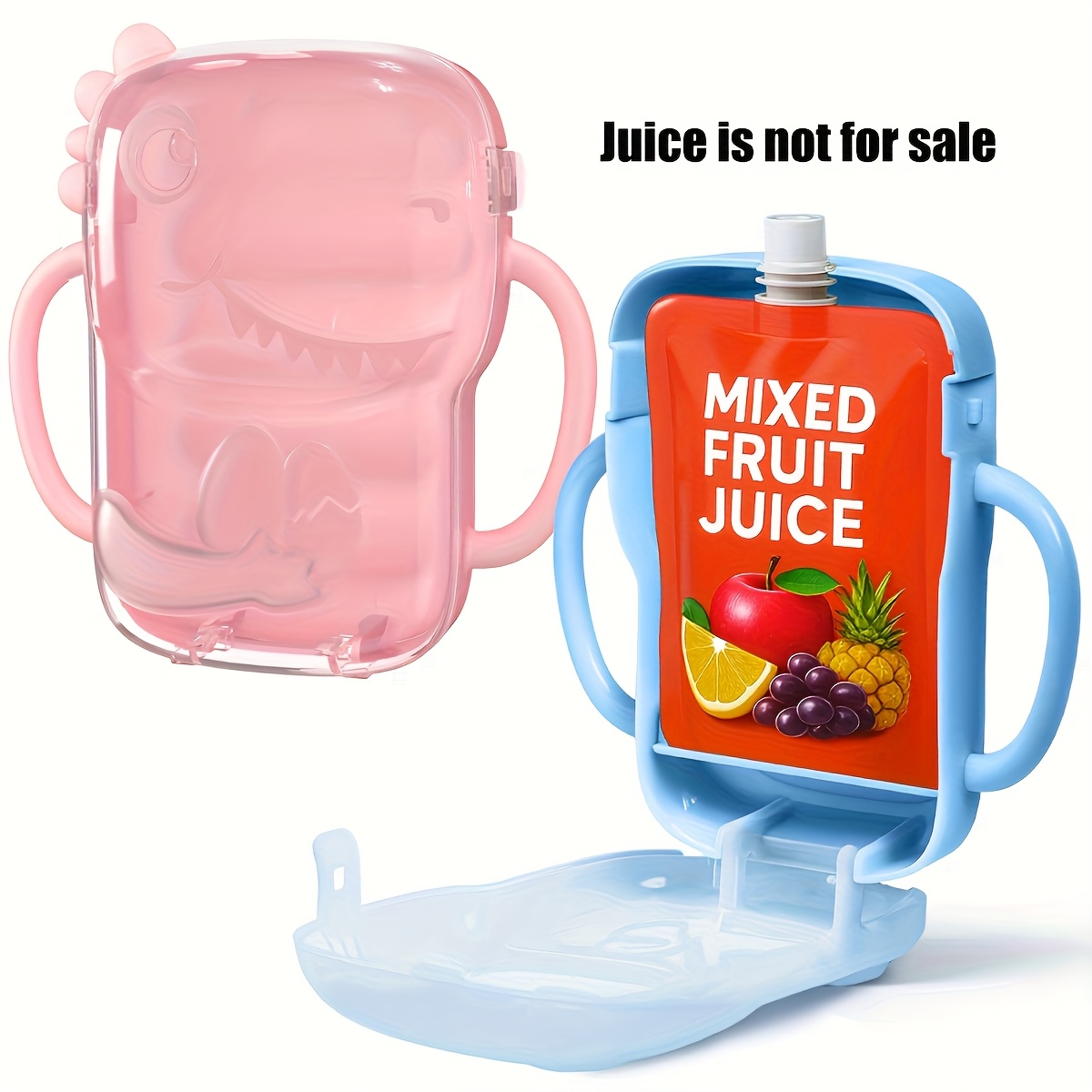 TEMU Dinosaur Color Mixing, Squeeze Bag Holder For Food Bags And Drink Boxes, Baby Bag Holder Allows Baby To Their Own, Avoid Mess, Baby Food Bag