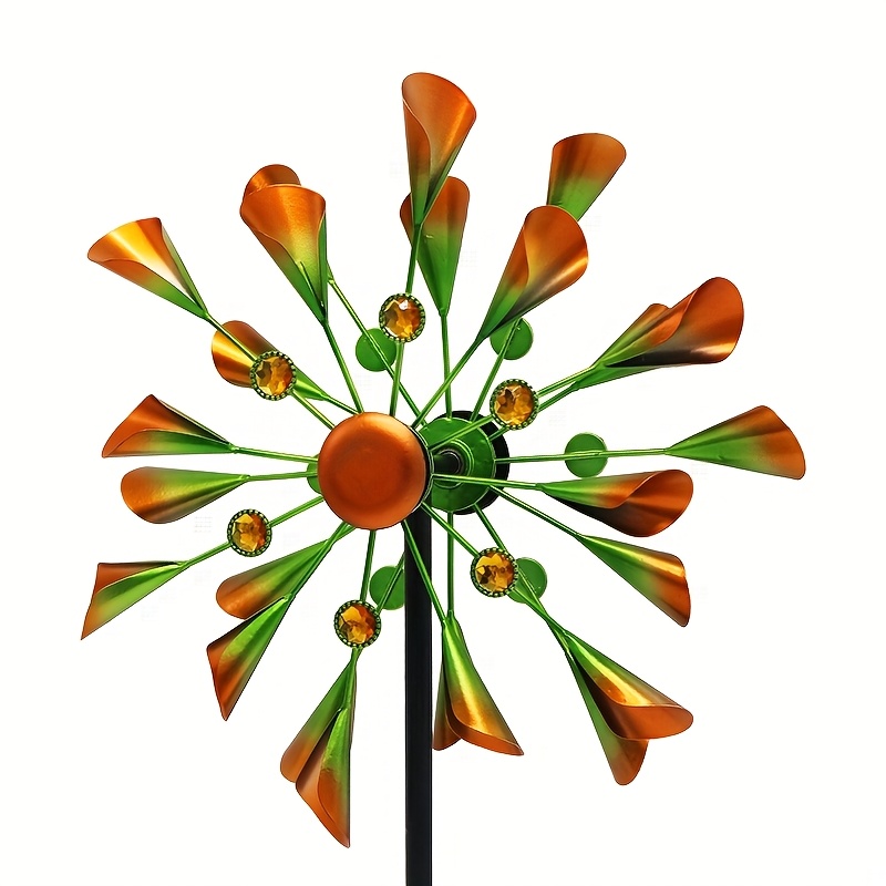 Image of 1pc Vibrant Metal Windmill With Stake - Kinetic For Outdoor Garden, Patio & Lawn Decor | No Electricity Needed | Ideal Party & Holiday Gift, For The Yard
