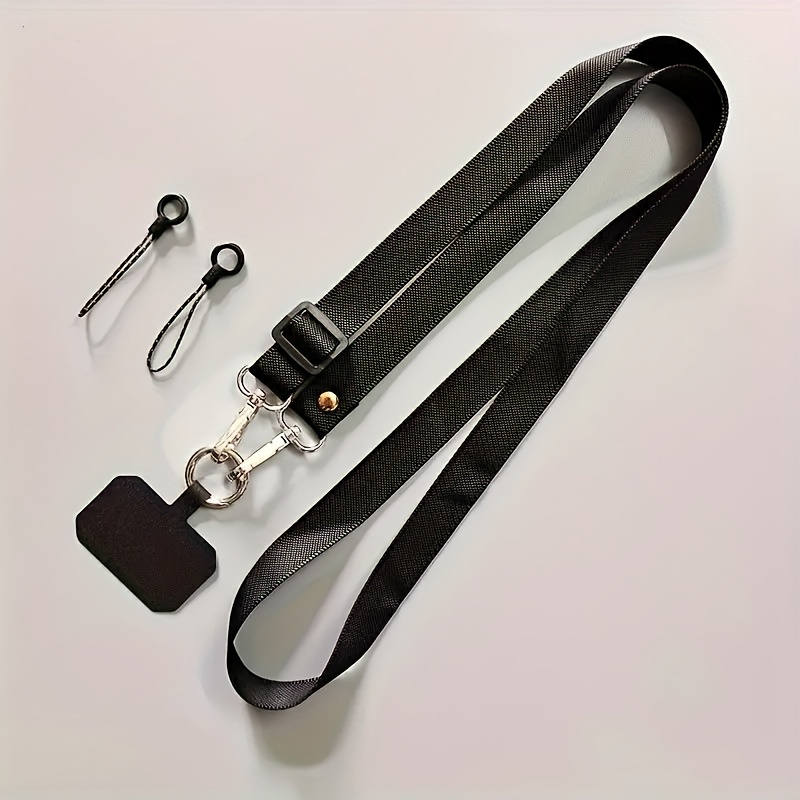 TEMU Adjustable Nylon Phone Lanyard - Crossbody Strap With Detachable Clip For Smartphones, Bags & Keys, Black, Elderly-, Multiple Colors , Durable &