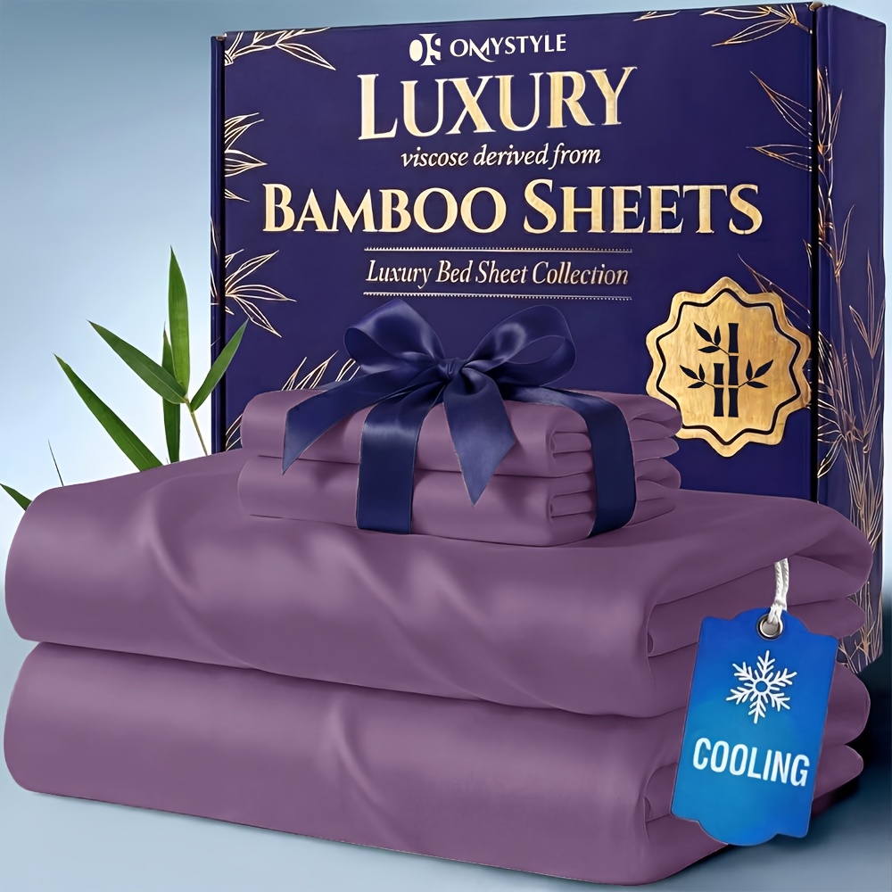 4PCS Bamboo Bed Sheet Set – Ultra Soft Breathable Queen Size Sheets with 16" Deep Pocket, Luxury Hotel Bedding — Zaynora Luxury Marketplace
