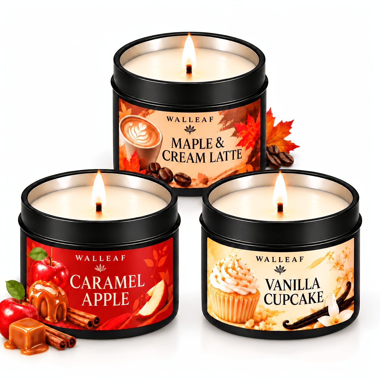 TEMU 3pcs Scented Candles Caramel Maple Cream Latte Candles For Home Bedroom Living Room Fall Decor Birthday Christmas Gift For Women Men