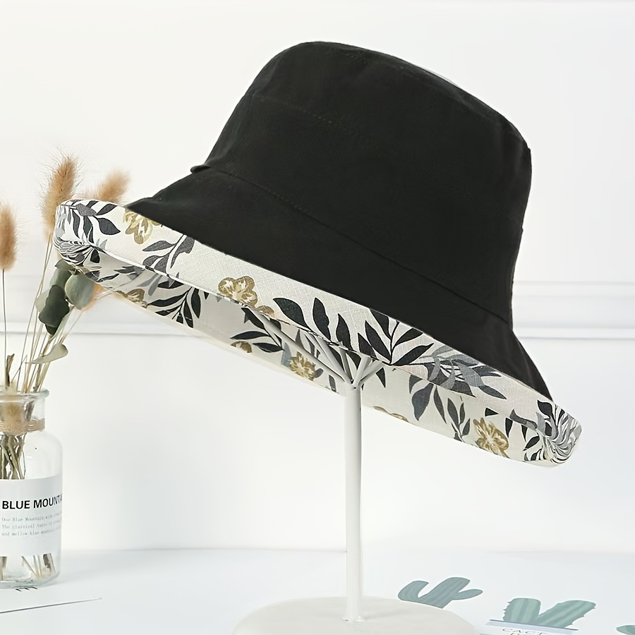 TEMU Reversible Print Hat For Women - Brim, Sun ,   Material