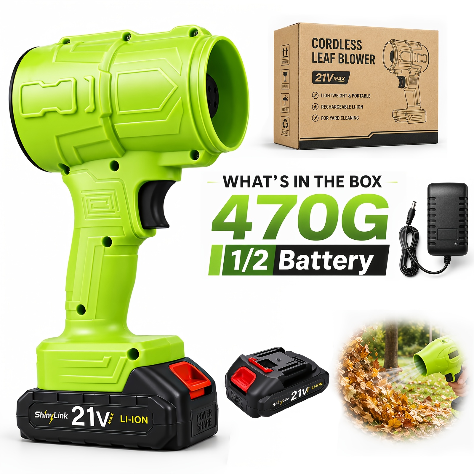 TEMU High Power Cordless Leaf Blower, Handheld Blower, Rechargeable Portable Electric Blower For Car Drying, Leaves, Dust And Light , Yard, Patio,