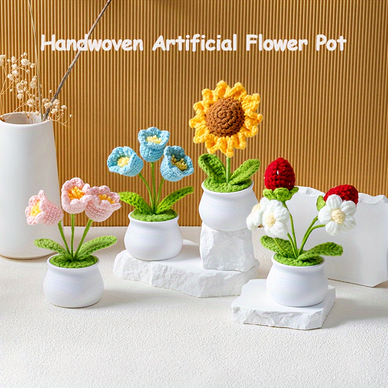 

Hand-woven Artificial Flower Pots, Holiday Decorations, Holiday Cottage Decorations