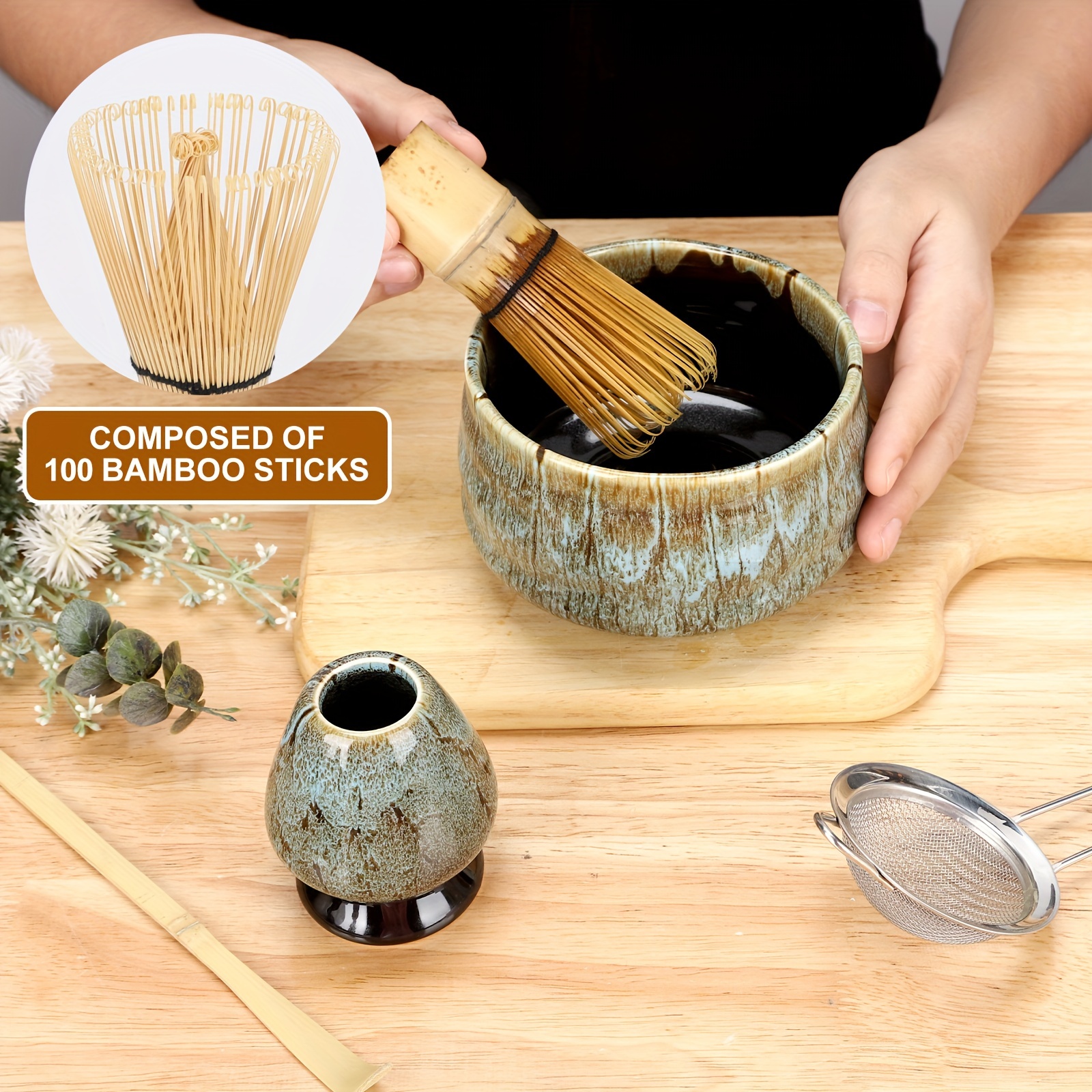 Matcha Tool Set of 5pcs with 2 Blue Kiln-Transformed Matcha Bowls