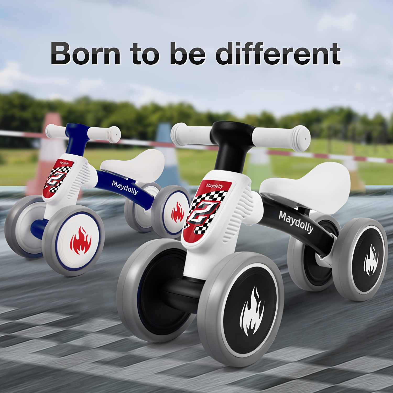 Maydolly Baby Balance Bike – No Pedal 4-Wheel Toddler Bike For 10-24 Months, Cute First Birthday Gift For 1-Year-Old Boys & Girls