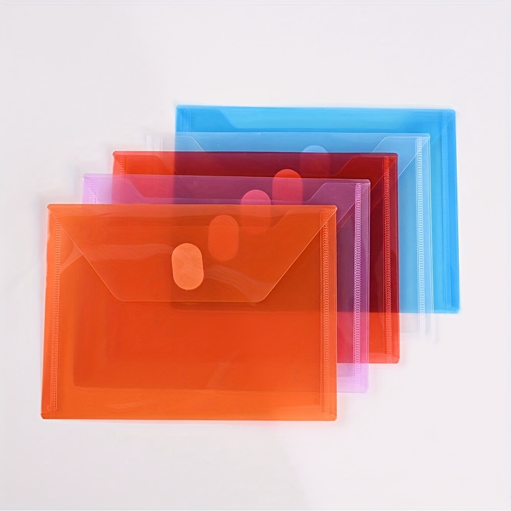5pcs A7 Premium Morandi Plastic Small Envelopes With Hook Loop Closure - Durable Document Bags For File Folders, Receipts