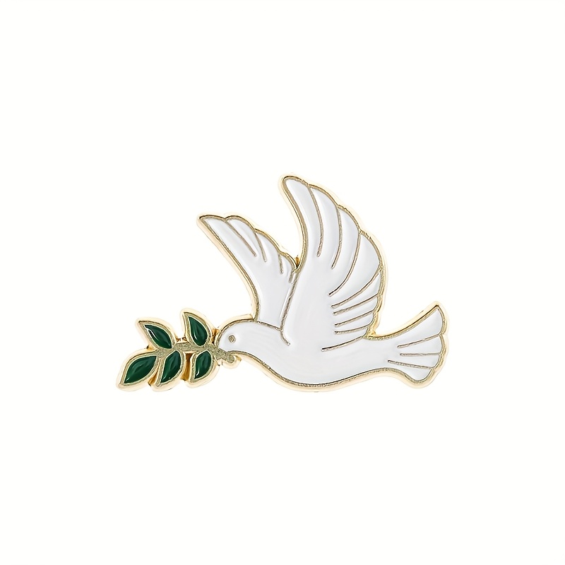 1pc Pigeon Brooch With Leaves Creative Peace Pigeon Badge Exquisite Enamel Metal Badge Unisex Clothing Backpack Hat Ornaments Gift For
